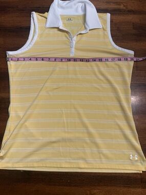 Women’s Large Under Armour Yellow Striped Sleeveless Polo